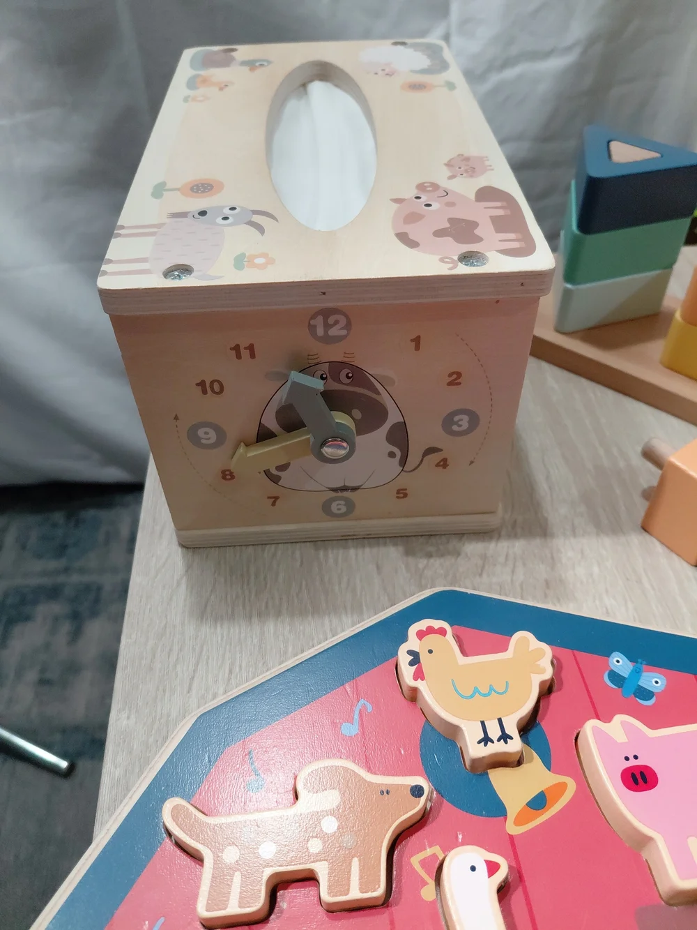 Wooden Farm Animal Puzzle & Stacking Toy Set - Multicolor